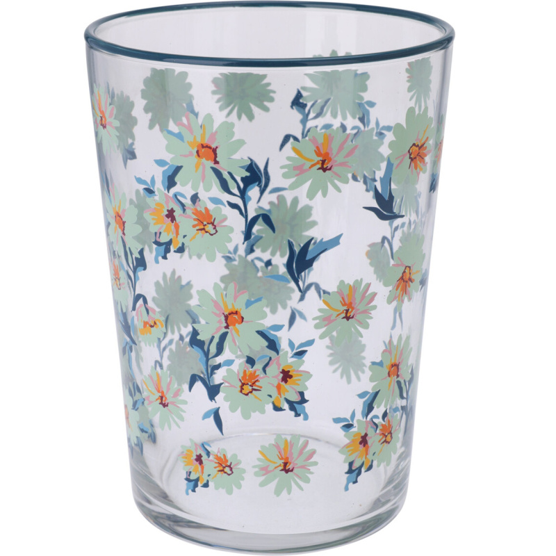 EH Excellent Houseware Velká sklenice s květinovým vzorem, 510 ml, modrá vícebarevný