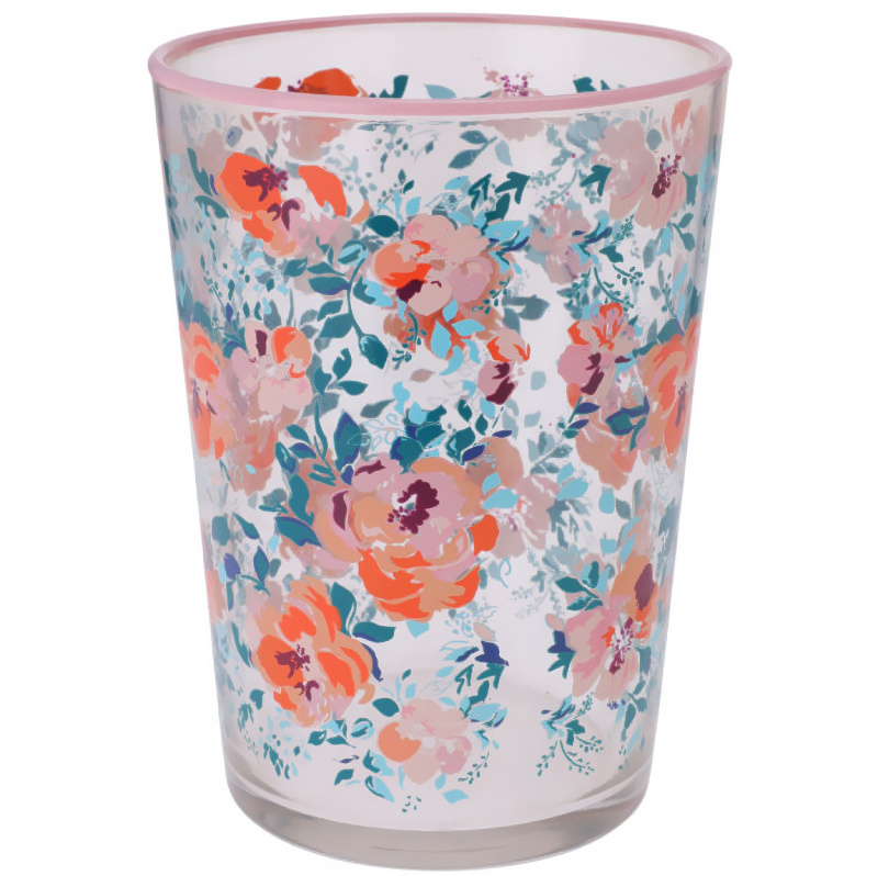 EH Excellent Houseware Velká sklenice s květinovým vzorem, 510 ml, růžová vícebarevný