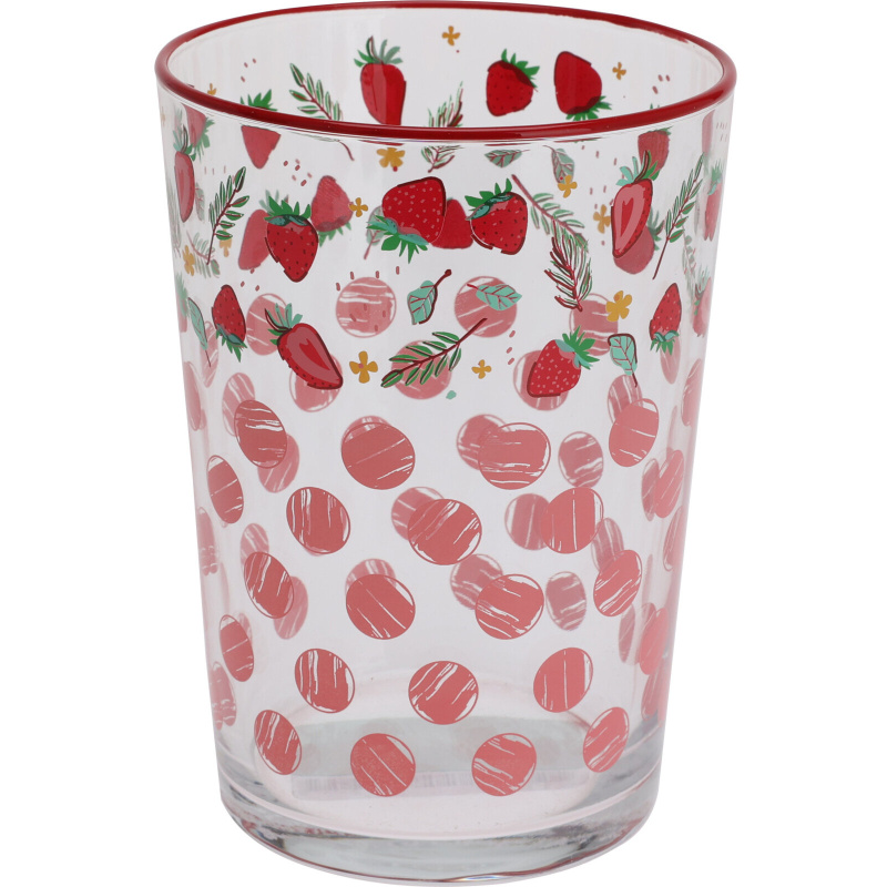 EH Excellent Houseware Velká sklenice s ovocným vzorem, 510 ml, jahoda vícebarevný