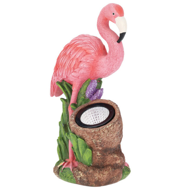 ProGarden Zahradní figurka plameňáka se solárním reflektorem, 24 x 24 x 10,5 cm, vícebarevná vícebarevný