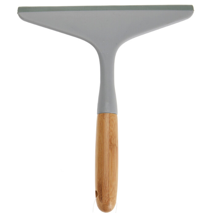 EH Excellent Houseware Stěrka na okna s bambusovou rukojetí, šedá šedá