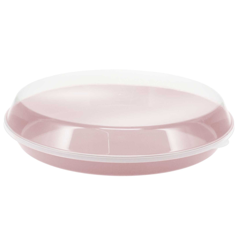 EH Excellent Houseware Podnos z plastu s víkem, Ø 35,5 x 8,5 cm, růžový růžový