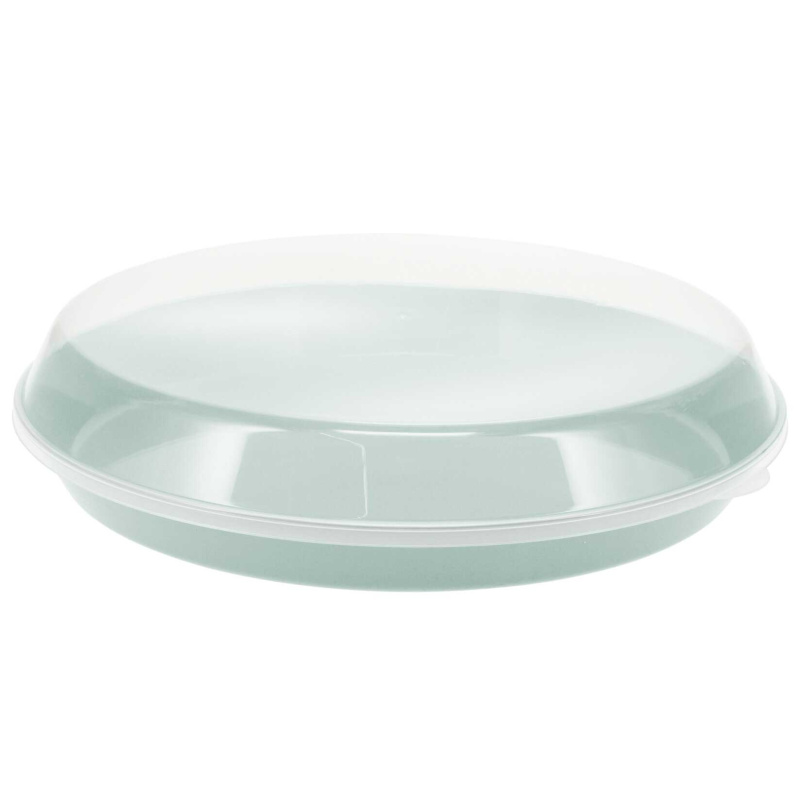 EH Excellent Houseware Podnos z plastu s víkem, Ø 35,5 x 8,5 cm, zelený zelený