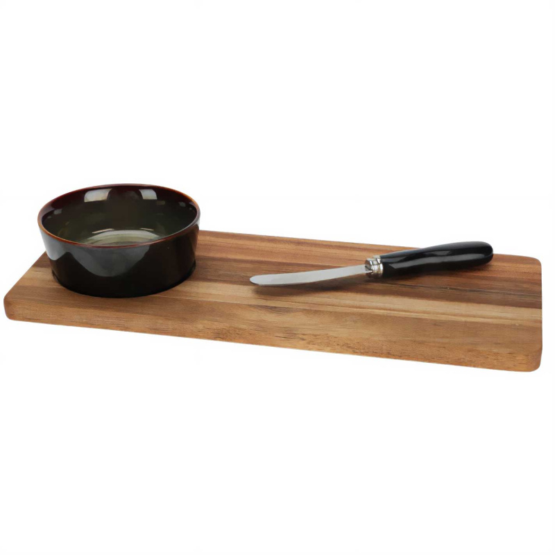 EH Excellent Houseware Servírovací set, s hnědou miskou a nožem hnědý
