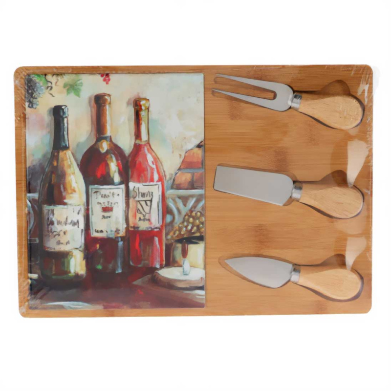 EH Excellent Houseware Prkénko na sýry se sadou nožů, 30 x 21 cm vícebarevný