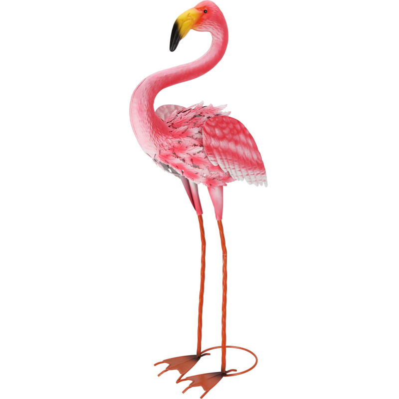ProGarden Zahradní figurka plameňáka z kovu, 65 cm růžový