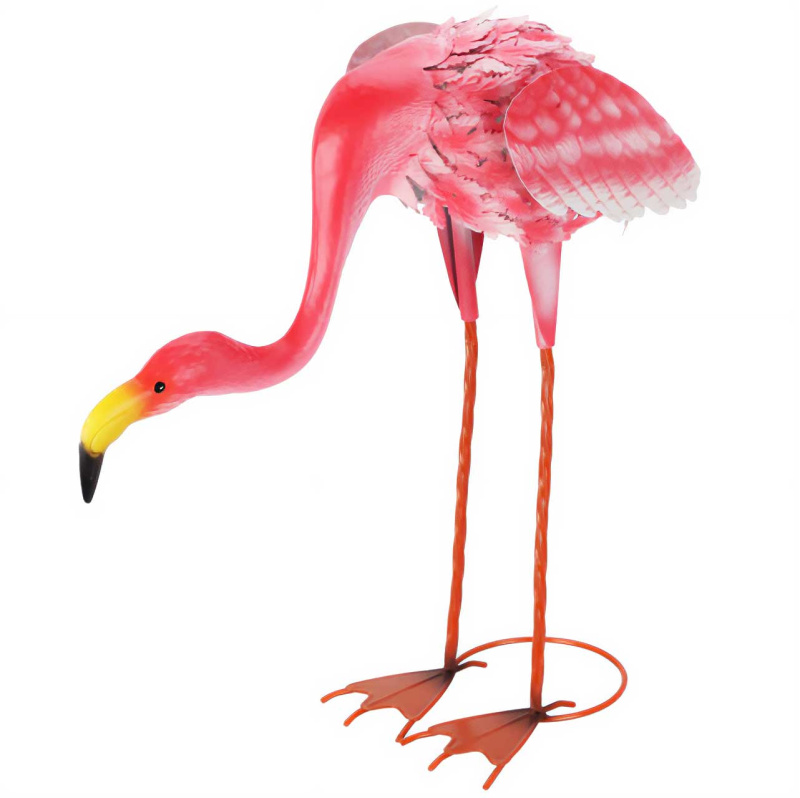 ProGarden Zahradní figurka plameňáka, 65 cm, kovový růžový