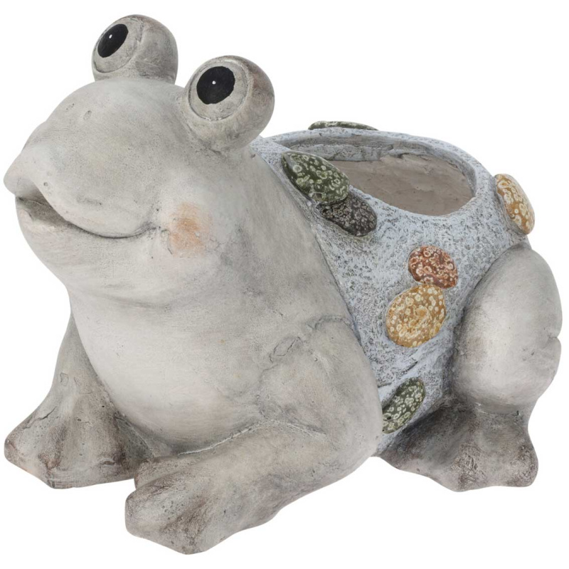 ProGarden Květináč do zahrady s figurkou, žába šedá