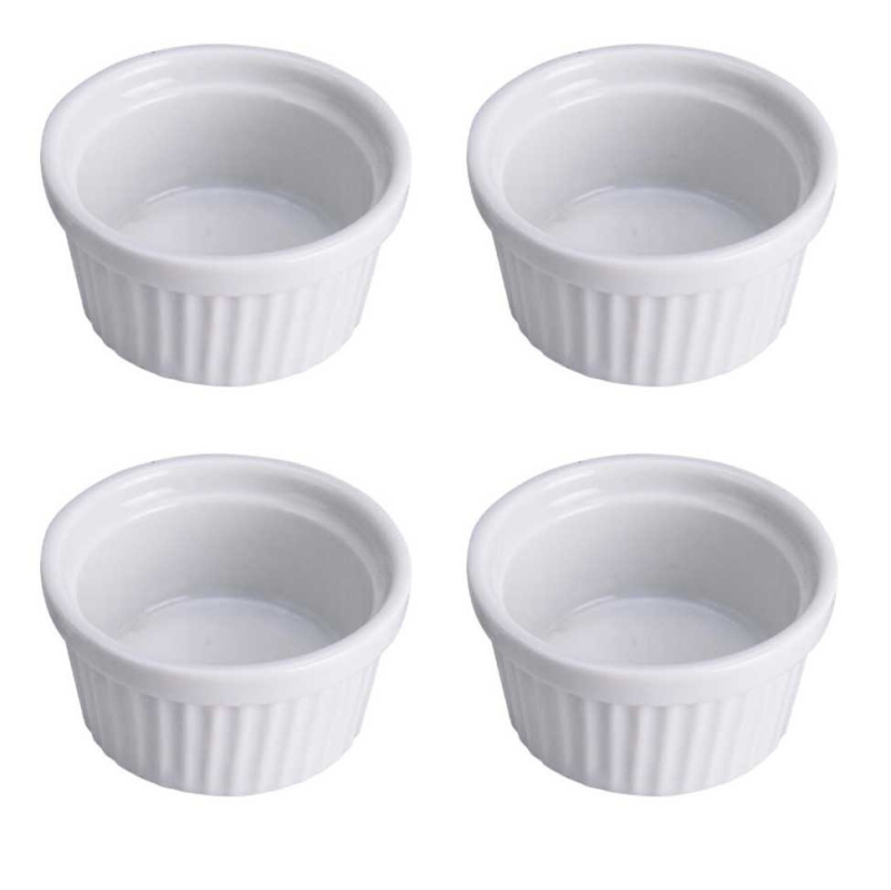 EH Excellent Houseware Misky na občerstvení z porcelánu, 4 ks, bílé bílý