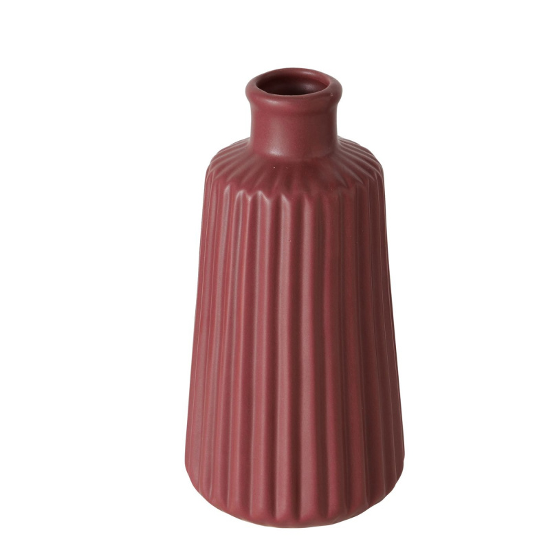 Boltze Home Porcelánová váza, ESKO, 17 cm, vínová barva bordó