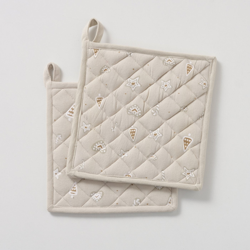 Boltze Home Bavlněné kuchyňské chňapky, BAKERY, 20 x 20 cm, béžové béžová