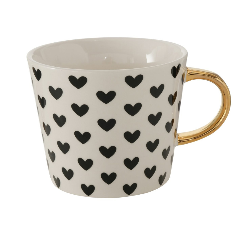 Boltze Home Porcelánový hrnek se zlatým uchem, FAYETTE, 310 ml bílý
