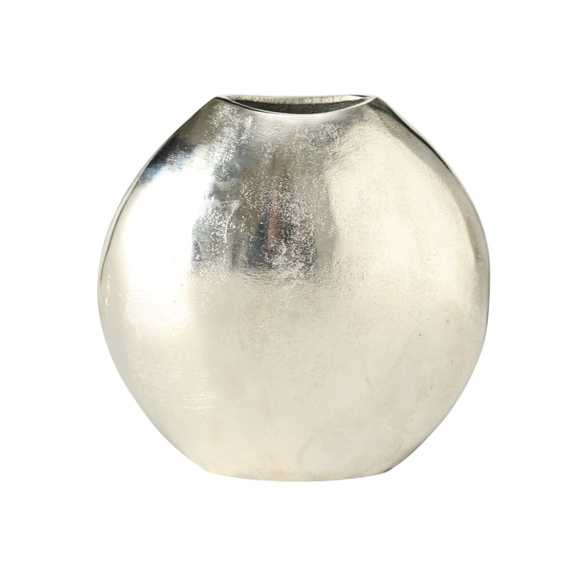 Boltze Home Kovová váza, FLAIRE, 22 cm, kulatá, stříbrná stříbrný