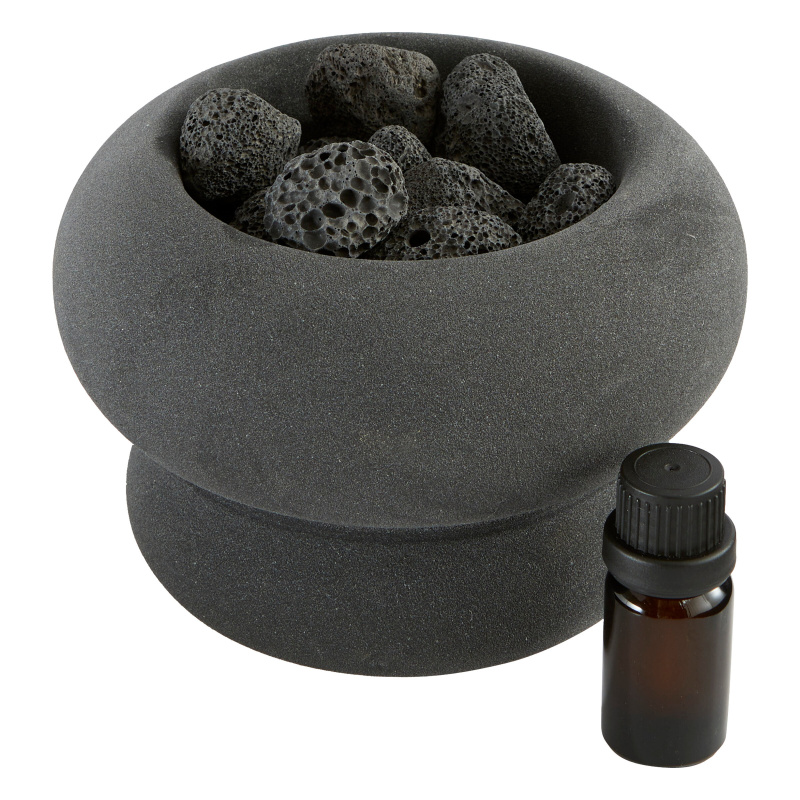 Atmosphera Aroma difuzér MALAKITE s kameny + 10 ml vonného oleje, antracitový antracitový