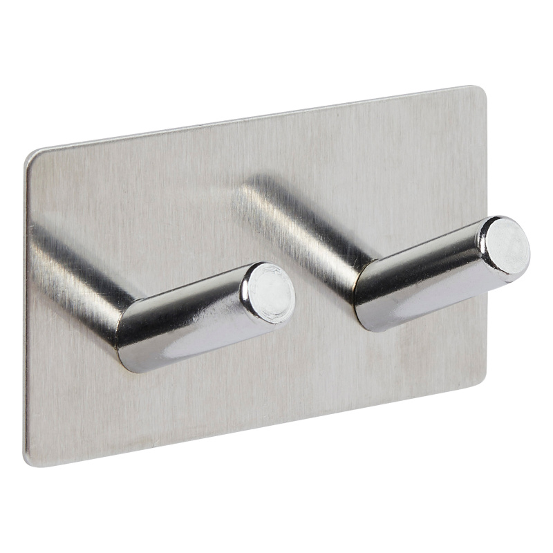 5five Simply Smart Samolepicí háček STIKY+, 2 háčky, z nerezové oceli, 9 x 3,5 x 4,5 cm stříbrný