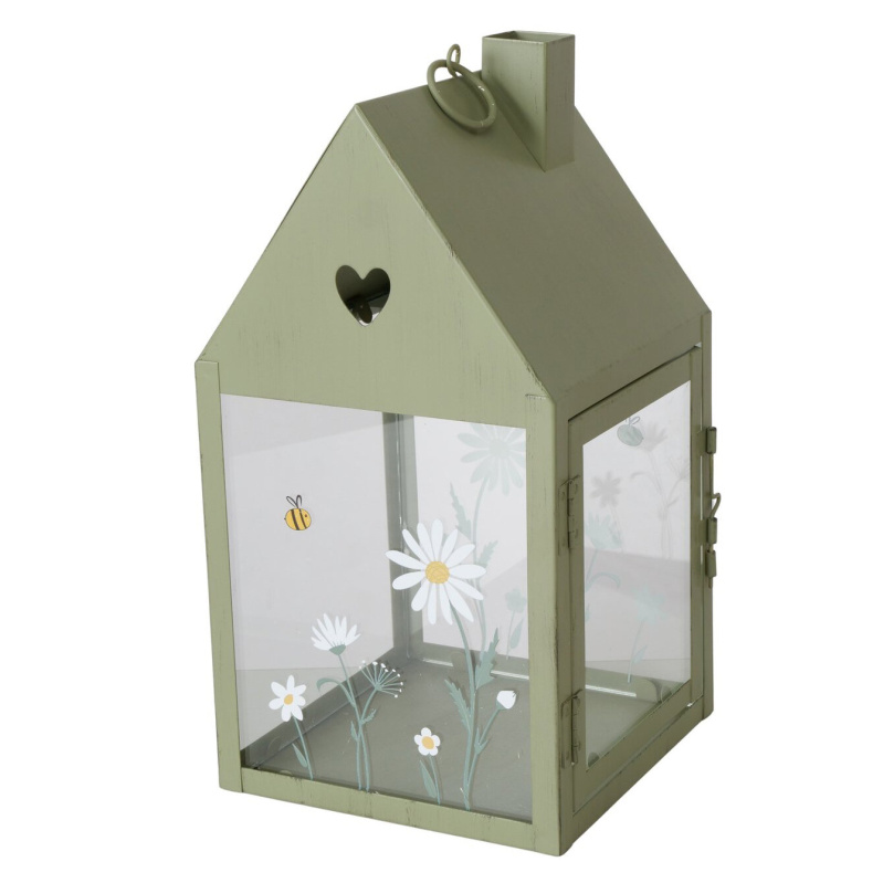 Boltze Kovová lucerna HONEY ve tvaru domu, výška 27 cm, zelená zelený