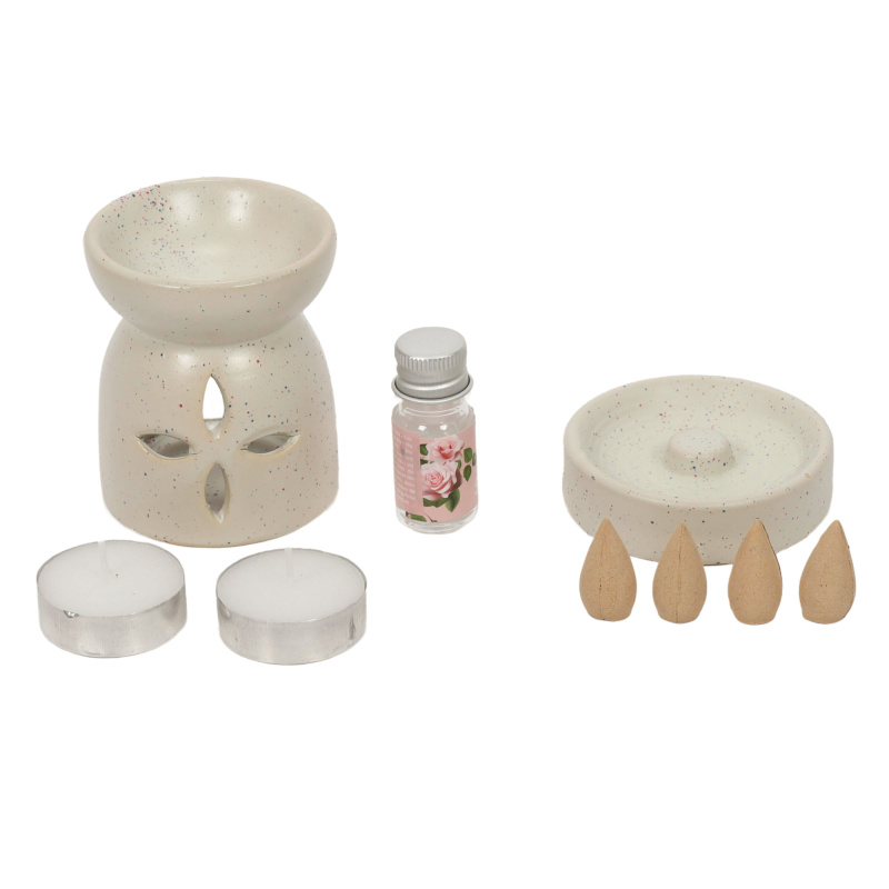 Home Styling Collection Aromalampa + vonné tyčinky HAPO, 9 dílů, krémová barva béžová