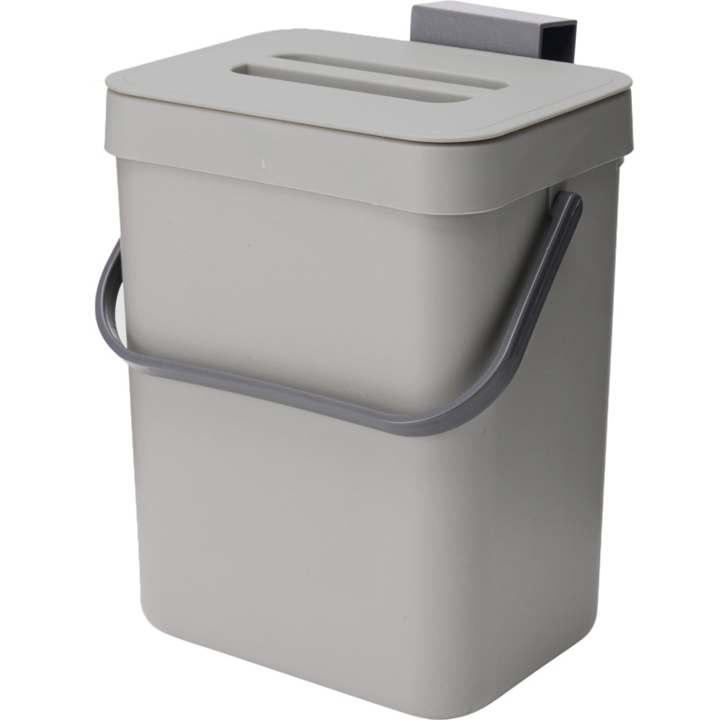EH Excellent Houseware Odpadkový koš do kuchyně SAVA, závěsný na dvířka skříňky, 3 l, šedý šedá