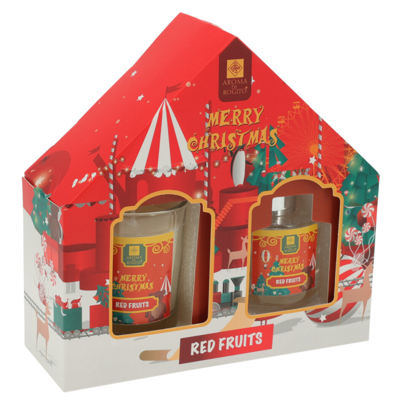 Aroma Di Rogito Vonný set olej 40 ml + svíčka, Radost domova červený