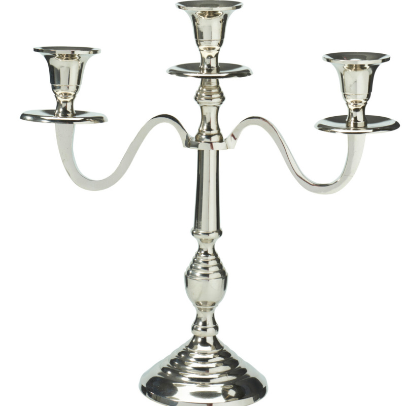 Home Styling Collection Tříramenný klasický svícen, stříbrný, 30 cm stříbrný