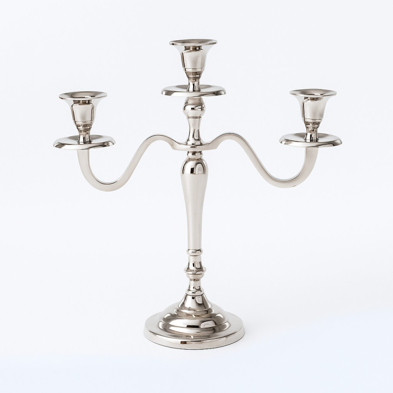 Home Styling Collection Tříramenný svícen, stříbrný, 30 cm stříbrný