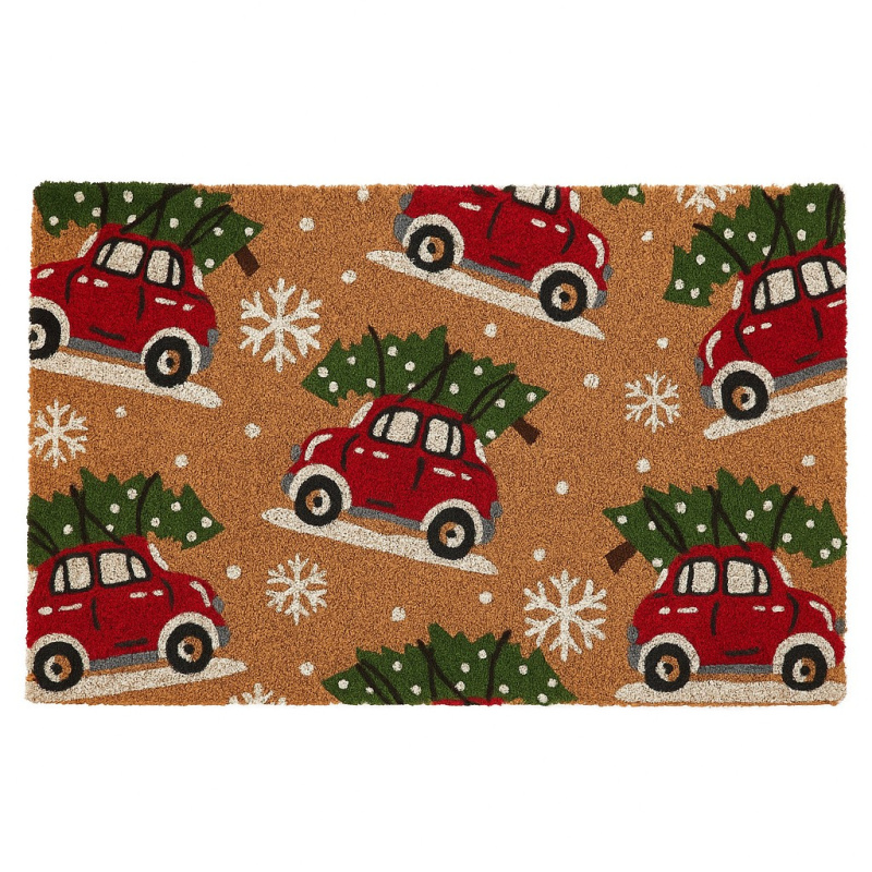Home Styling Collection Vánoční rohožka z kokosového vlákna, 59x39 cm hnědý