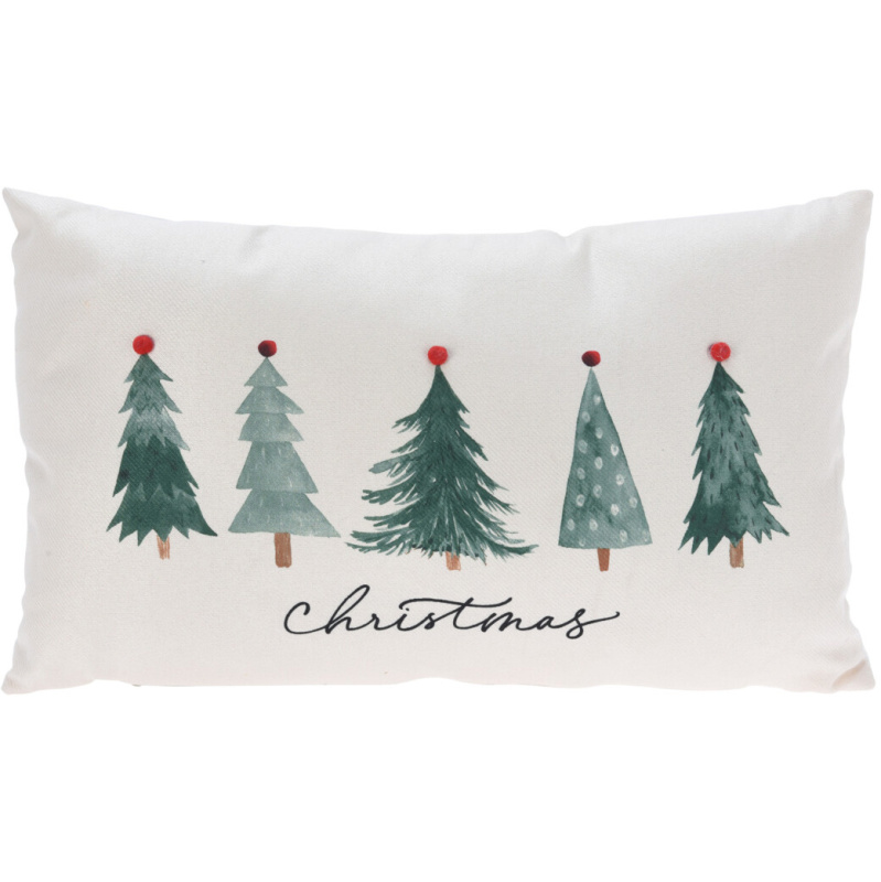 Home Styling Collection Dekorační polštář, vánoční vzor, 30 x 50 cm bílý