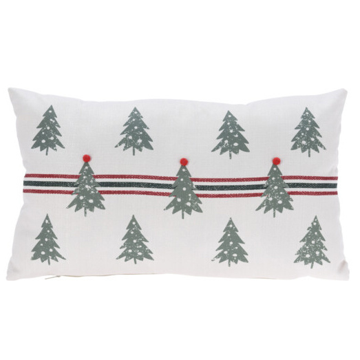 Home Styling Collection Dekorační polštář, vánoční vzor, 30 x 50 cm bílý