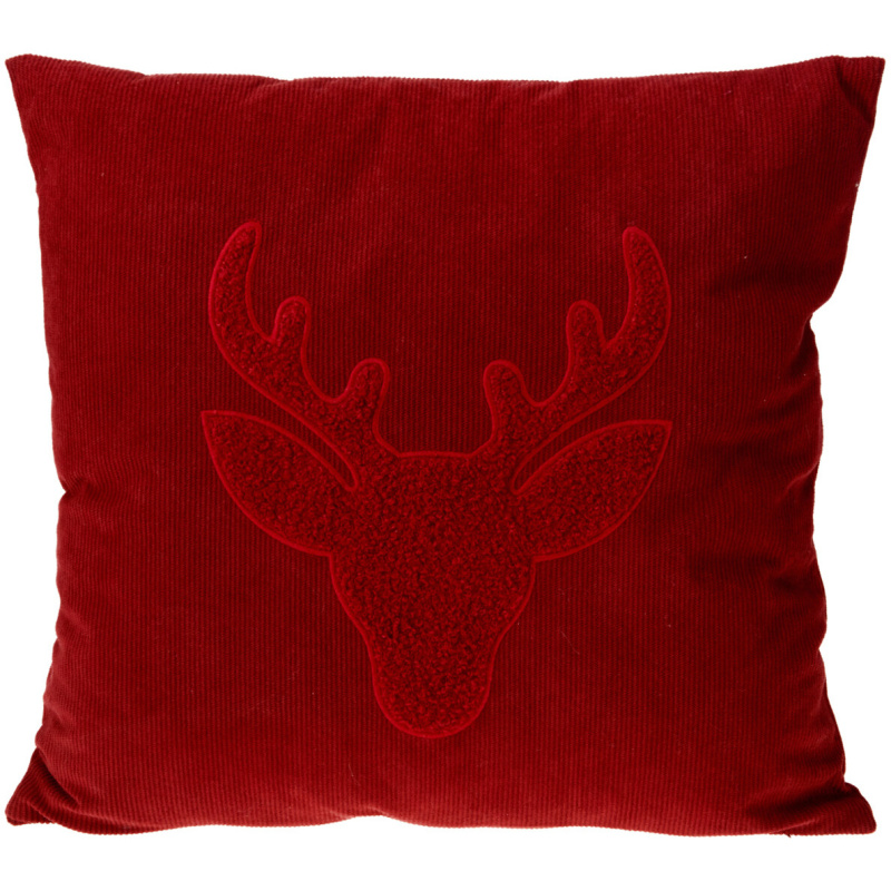 Home Styling Collection Dekorační polštář, vánoční vzor, 45 x 45 cm červený
