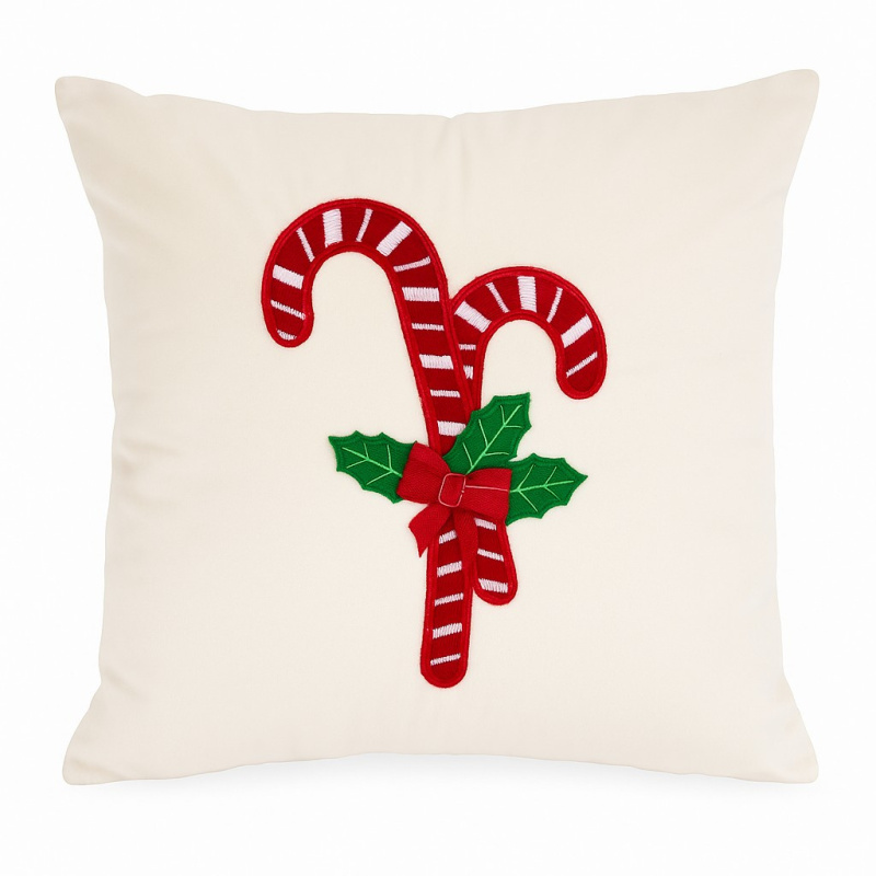 Home Styling Collection Dekorační polštář, vánoční vzor cesmína, ​​bílá 40 x 40 cm bílý