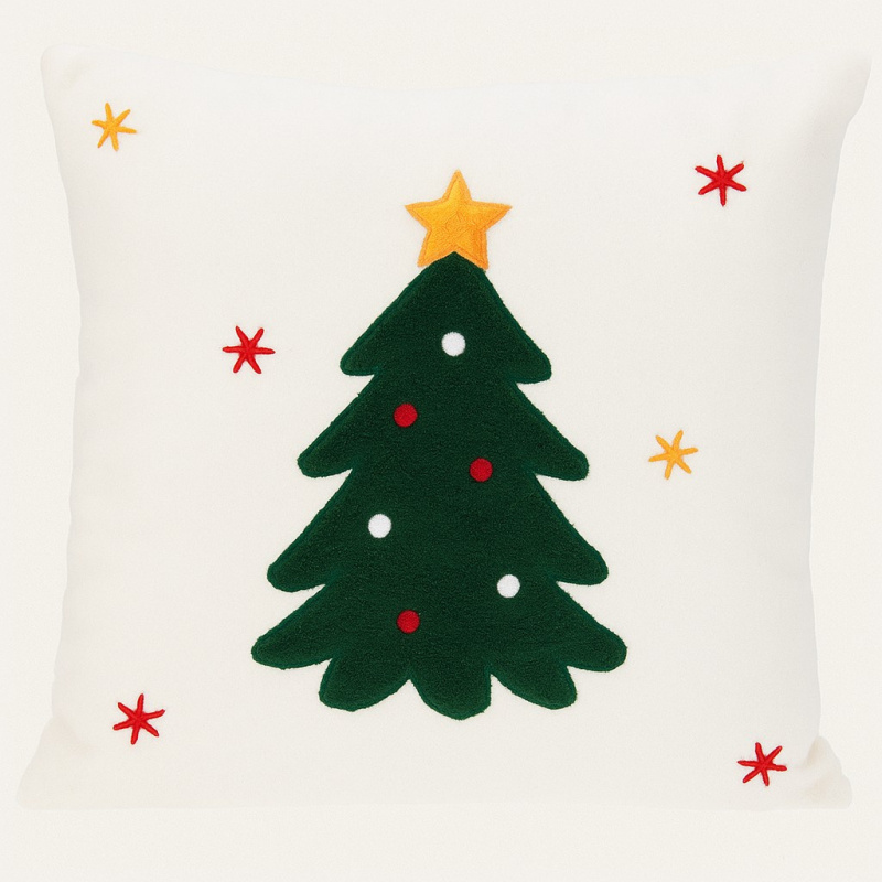 Home Styling Collection Dekorační polštář, vánoční vzor, bílý 44 x 44 cm bílý