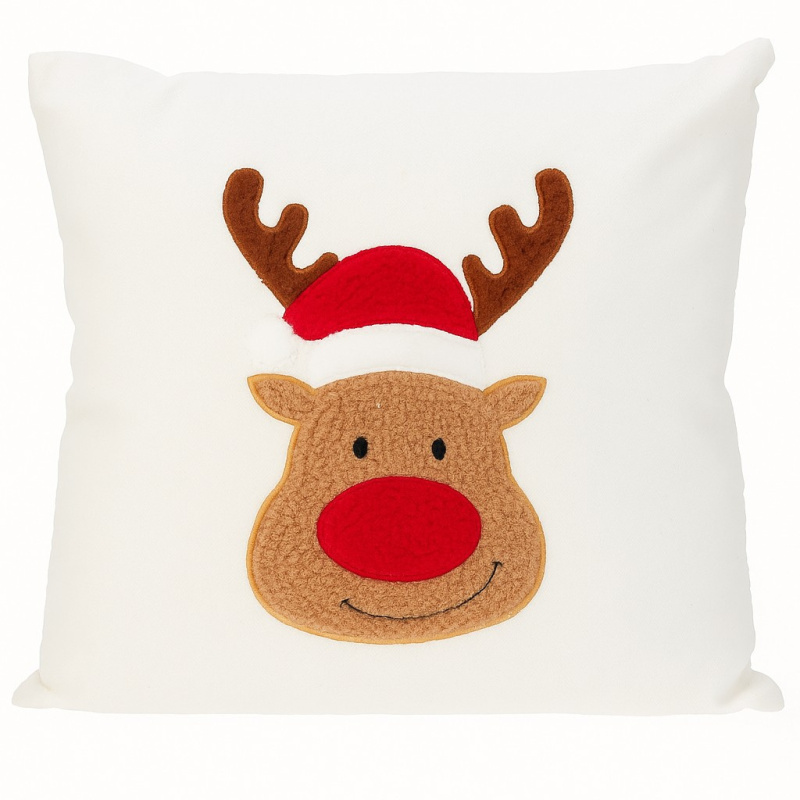 Home Styling Collection Dekorační polštář, vánoční vzor, bílý 44 x 44 cm bílý