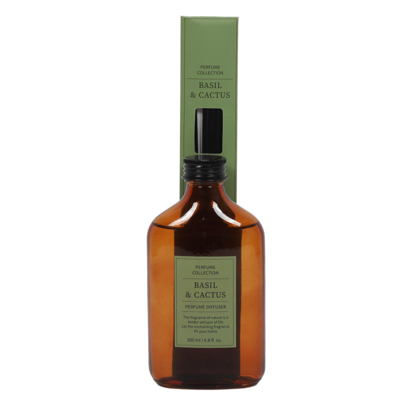 Perfume Collection Aroma difuzér HOME SCENT, 200 ml, bazalka a kaktus hnědý