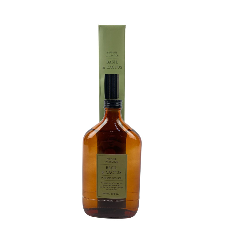 Perfume Collection Aroma difuzér HOME SCENT, 500 ml, bazalka a kaktus hnědý