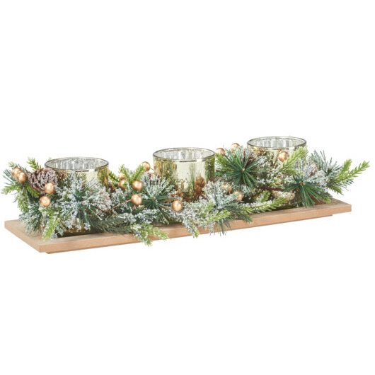 Home Styling Collection Sada tří svícnů na čajové svíčky na ozdobném podstavci zlatý