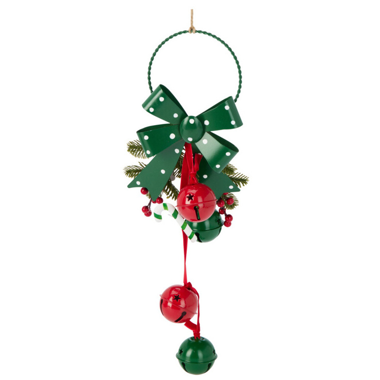 Home Styling Collection Vánoční dekorace s kovovými rolničkami, 29 cm zelený