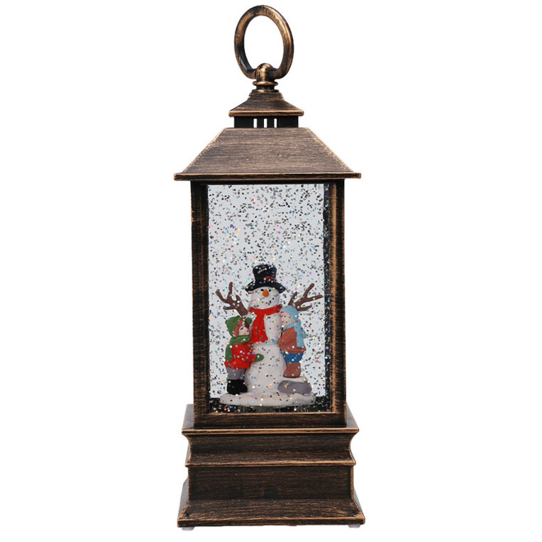 Home Styling Collection Dekorační vánoční lucerna LED s vodou a třpytkami, 23 cm hnědý