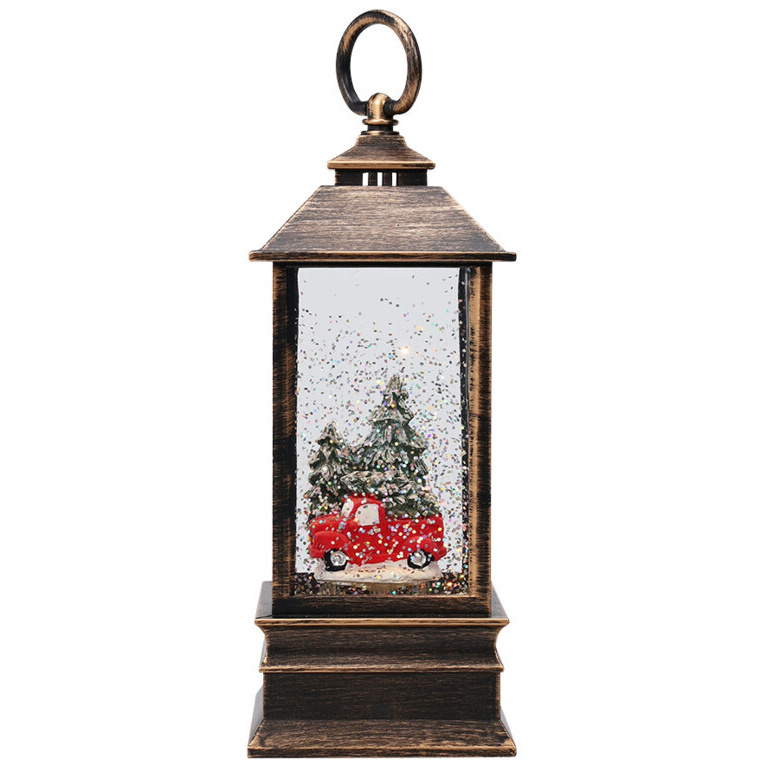 Home Styling Collection Dekorační vánoční lucerna LED s vodou a třpytkami, 23 cm hnědý