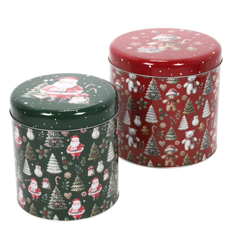 Home Styling Collection Vánoční sada kovových nádob v různých velikostech, stromek, 2 ks. červený