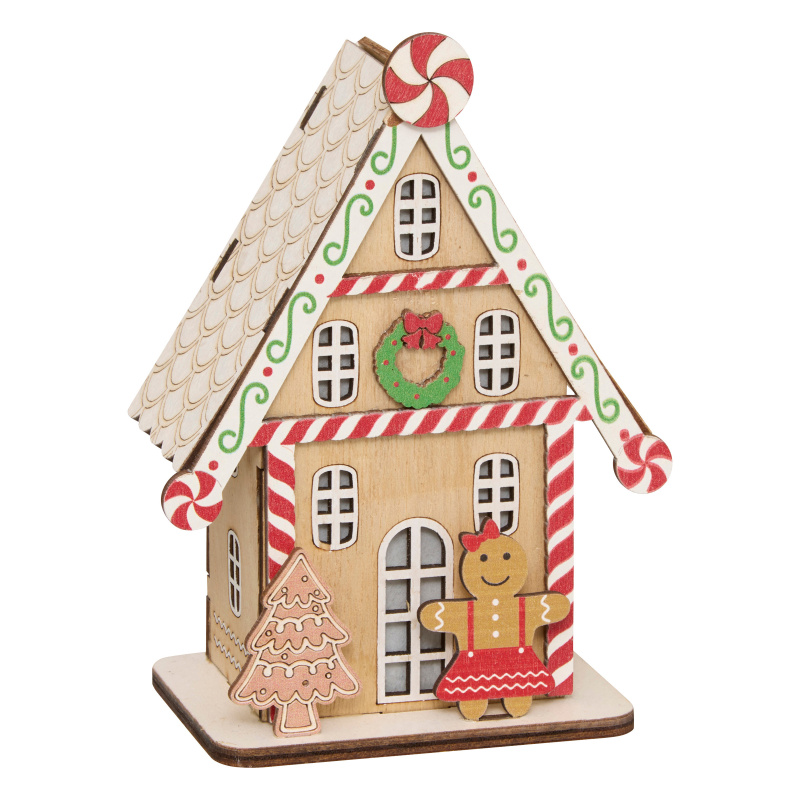 Fééric Lights and Christmas LED vánoční lucerna, perníkový domek, 15 cm, holka vícebarevný