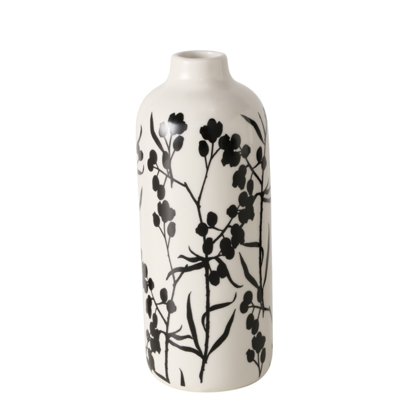 Boltze Home Váza BERRIES, 18 cm, Ø 7,5 cm, ručně malovaná bílý