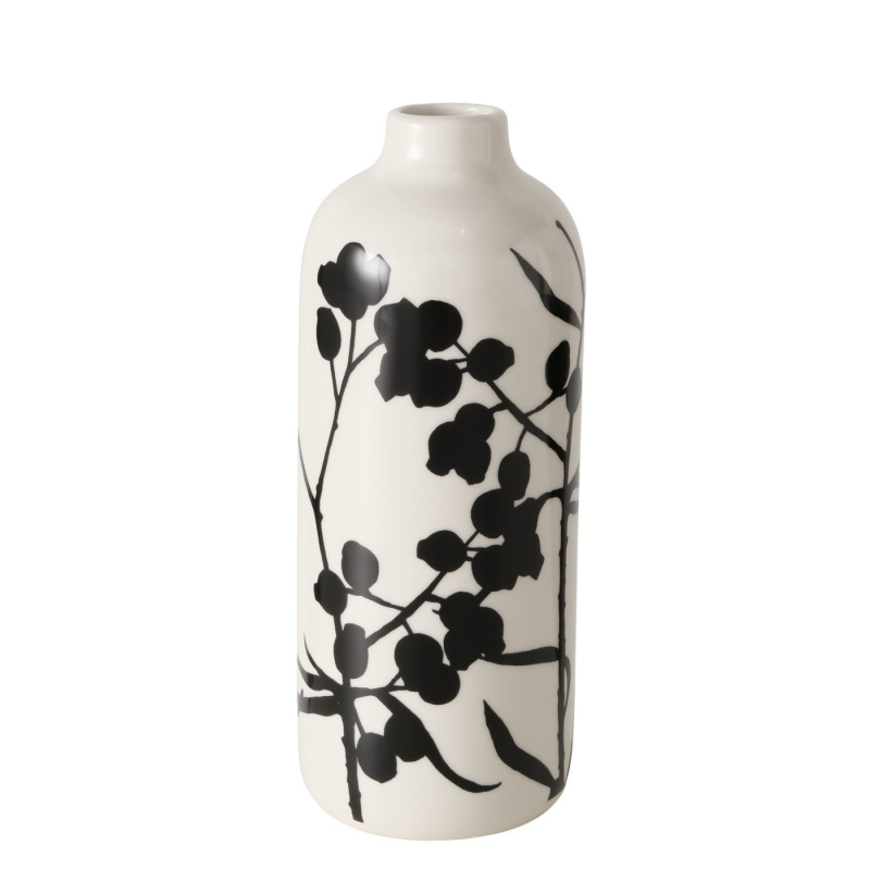 Boltze Home Váza BERRIES, 18 cm, Ø 7,5 cm, ručně malovaná bílý