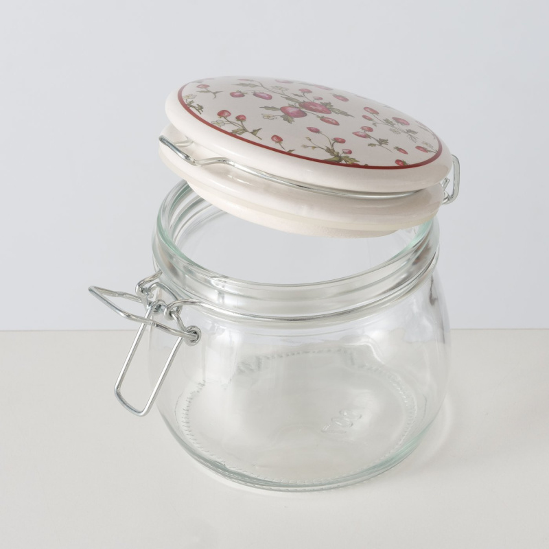 Boltze Home Dekorativní kuchyňská dóza s víkem, 450 ml, EMILY transparentní