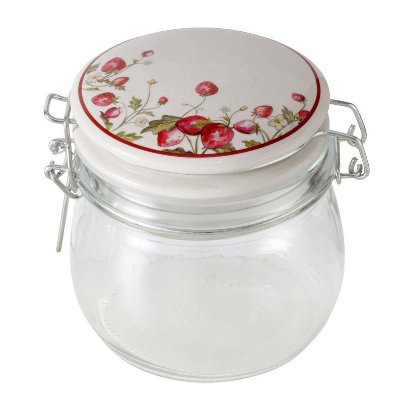 Boltze Home Dekorativní kuchyňská dóza s dekorativním víkem, 450 ml, EMILY transparentní