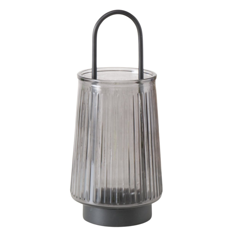 Boltze Home Skleněný svícen, 25,5 cm, IVER, šedý šedá