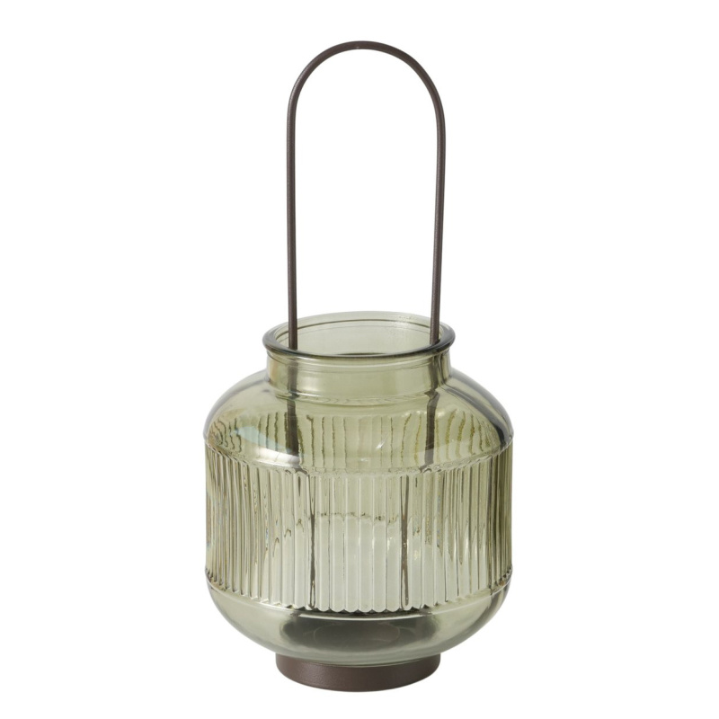 Boltze Home Skleněný svícen na čajové svíčky, 29 cm, ZENOR, světle zelený zelený