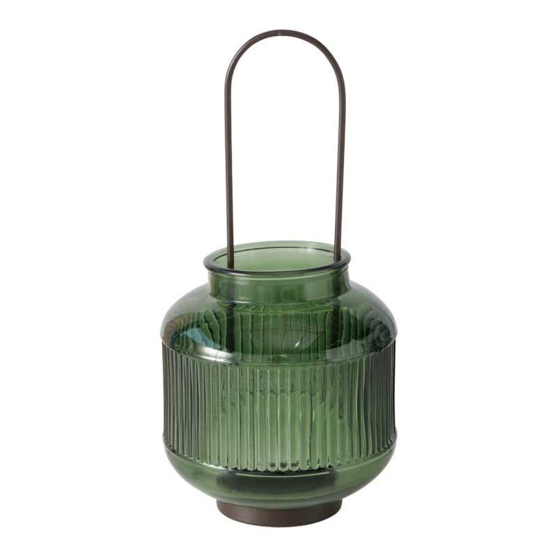 Boltze Home Skleněný svícen na čajové svíčky, 29 cm, ZENOR zelený