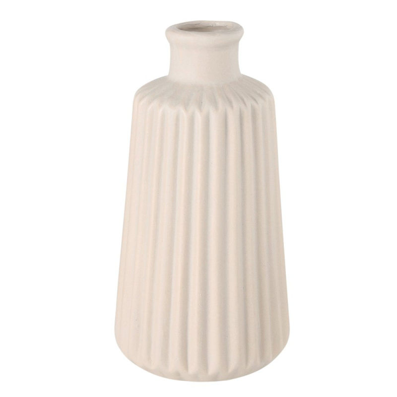 Boltze Home Keramická váza s reliéfním vzorem, 17 cm, ESKO béžová