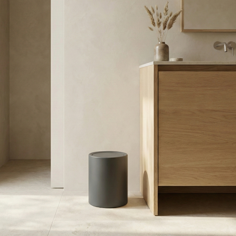 NUXIO Koupelnový odpadkový černý koš RUND, 6 l černá 103494