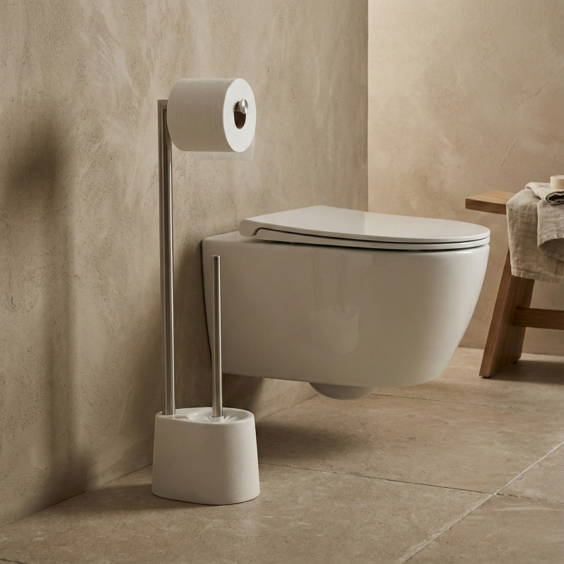 NUXIO Stojan na toaletní papír a WC štětku STILK, bílý, 63 cm bílý 103497